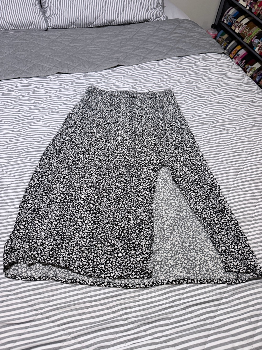 Hollister Black and White Floral Maxi Skirt